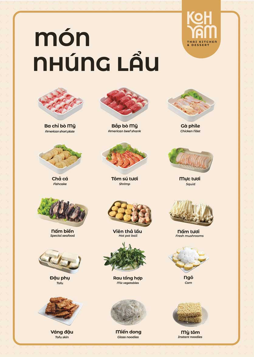 Menu Bếp Thái Koh Yam - Quang Trung 3 