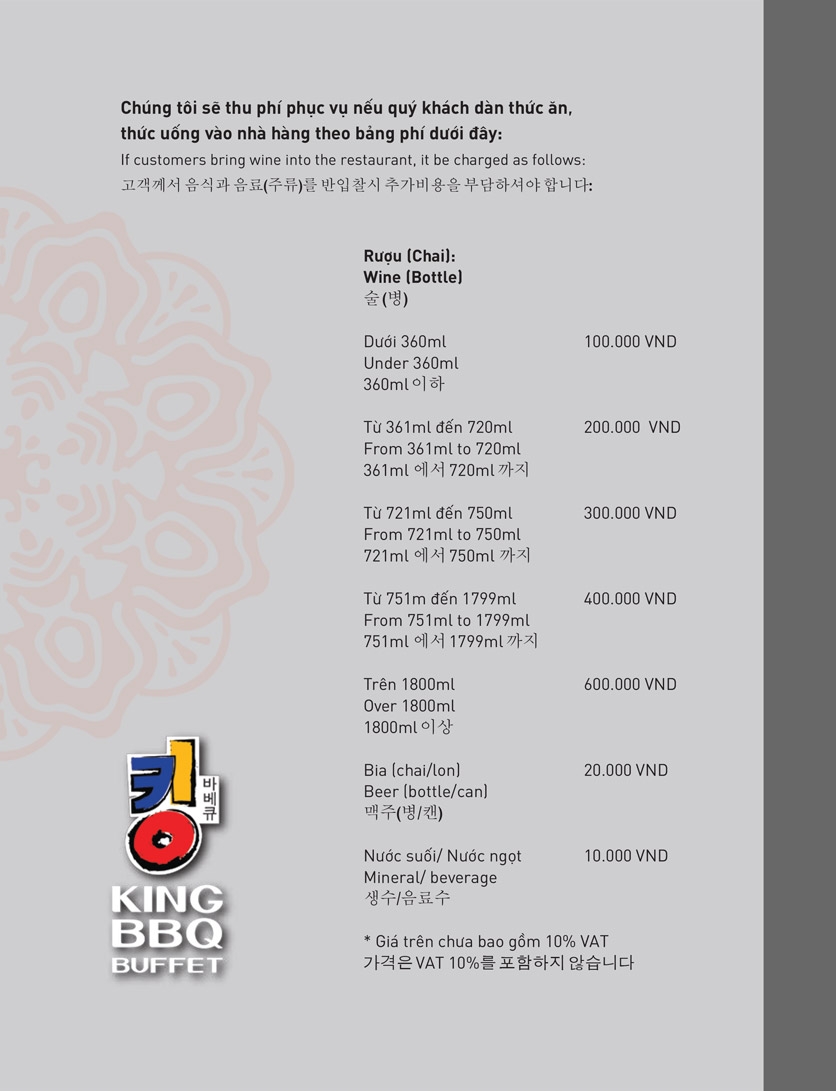 Menu King BBQ Buffet – Aeon Mall Tân Phú  23 