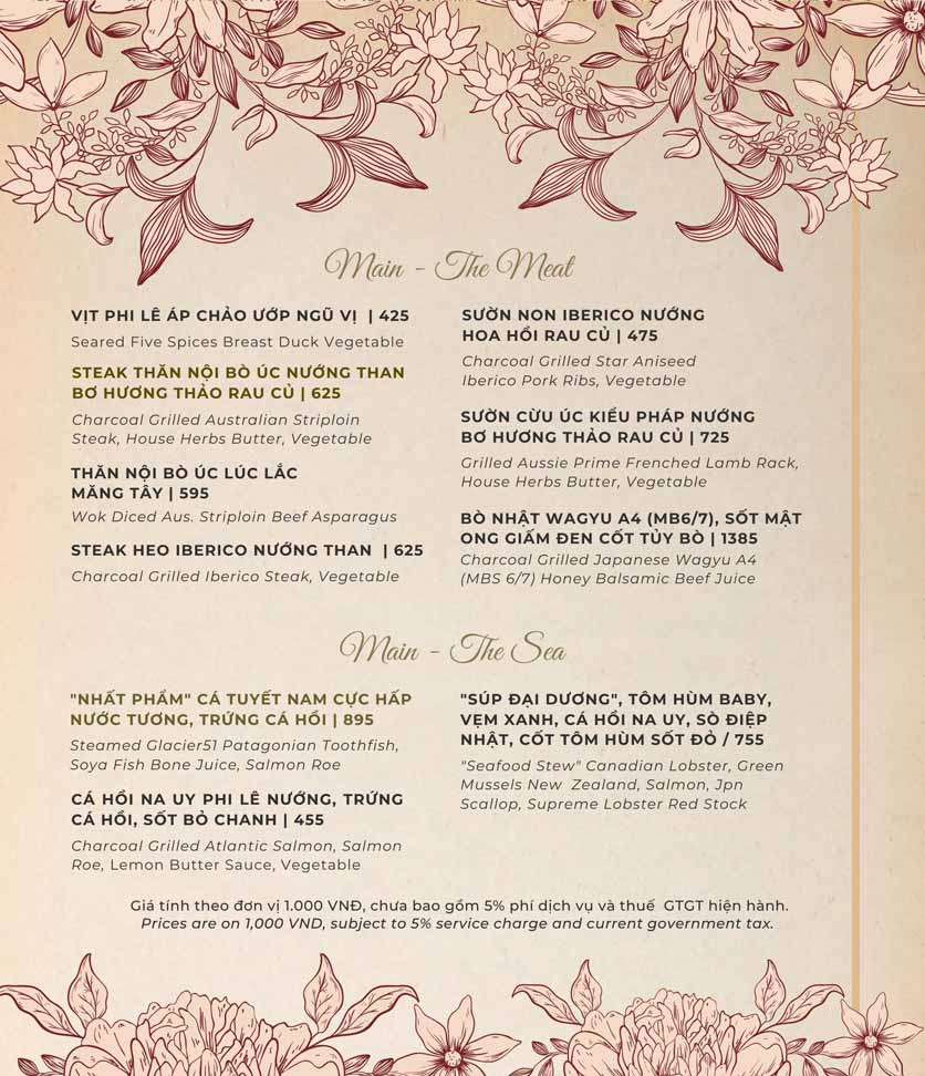 Menu Maison Mận - Đỏ Restaurant - Trần Nhật Duật 5 