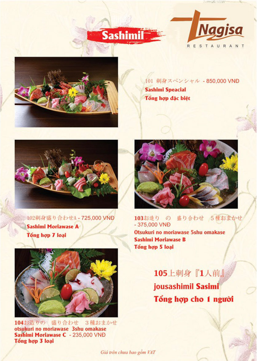 Menu Nhà hàng Nhật Bản Nagisa - Linh Lang 1