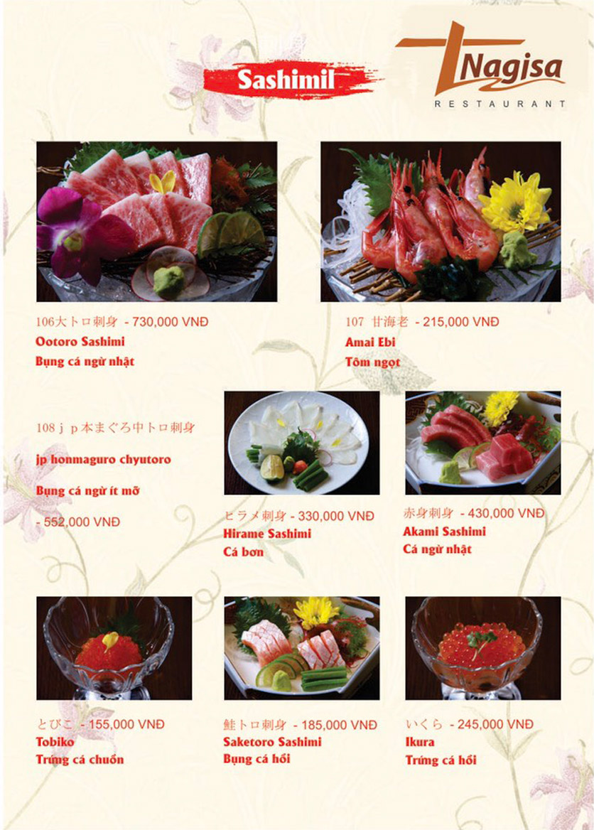 Menu Nhà hàng Nhật Bản Nagisa - Linh Lang 2