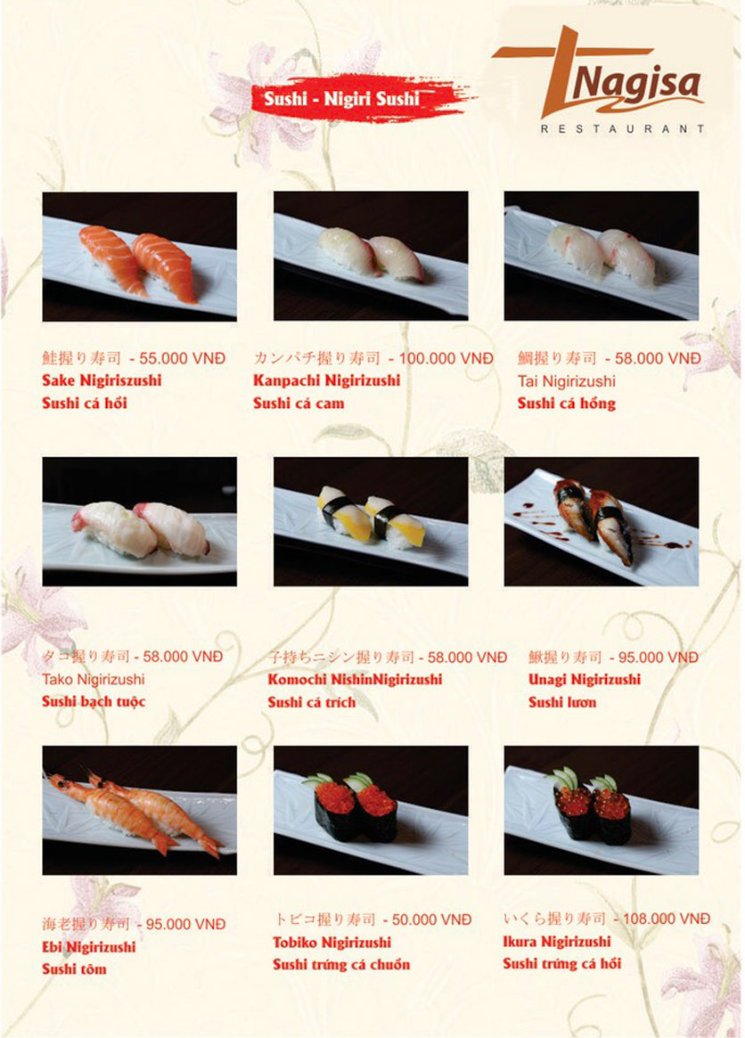 Menu Nhà hàng Nhật Bản Nagisa - Linh Lang 5