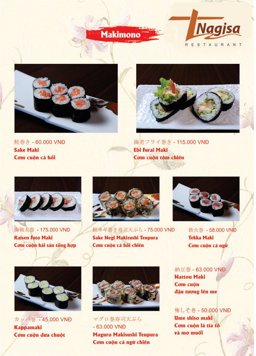 Menu Nhà hàng Nhật Bản Nagisa - Linh Lang 6
