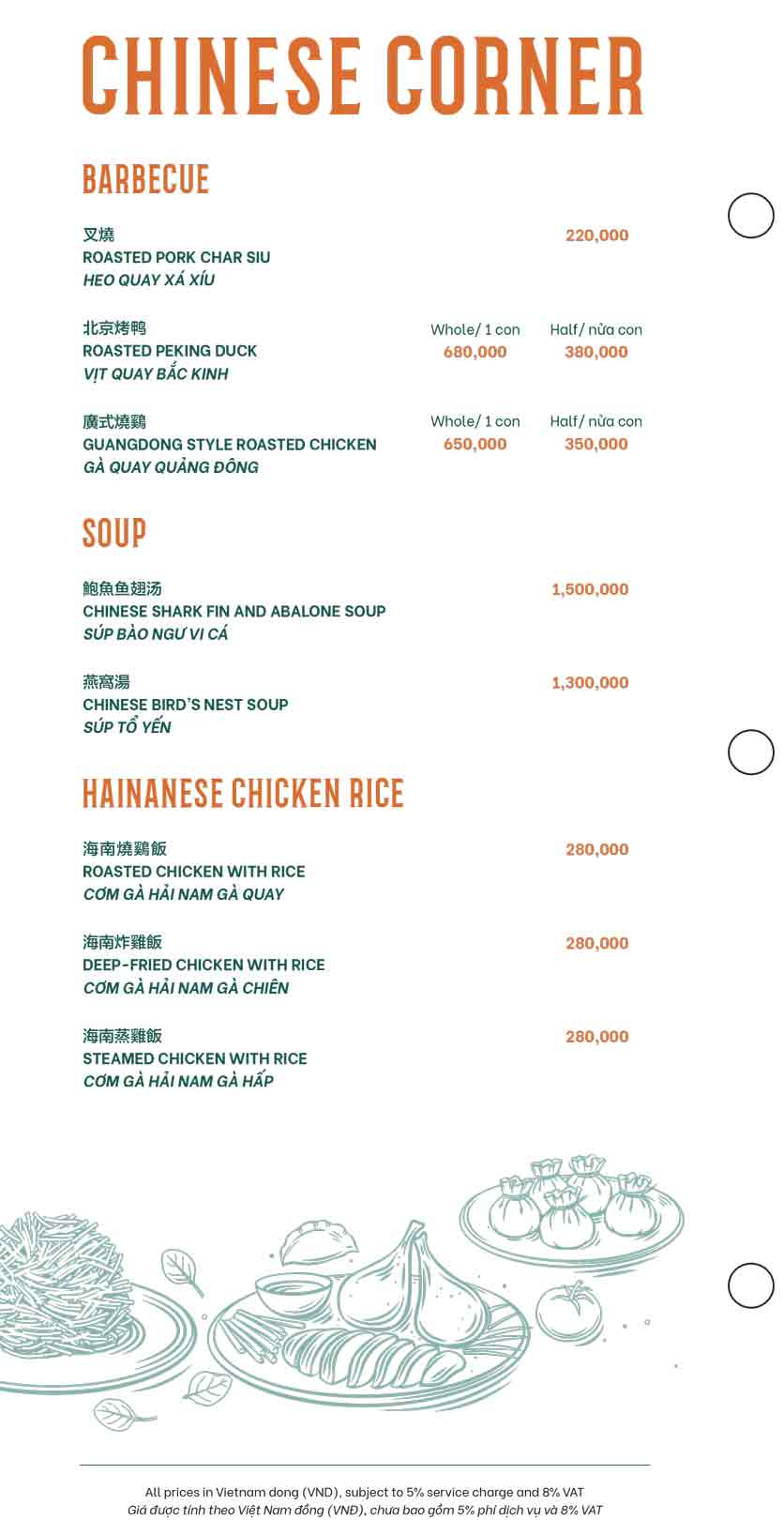 Menu Nhà hàng 1968 - Đường Thành 13 