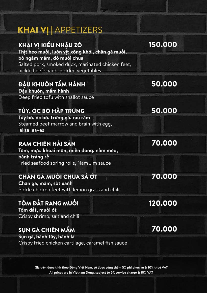 Menu Nhậu Zô - Cocobay Đà Nẵng 1