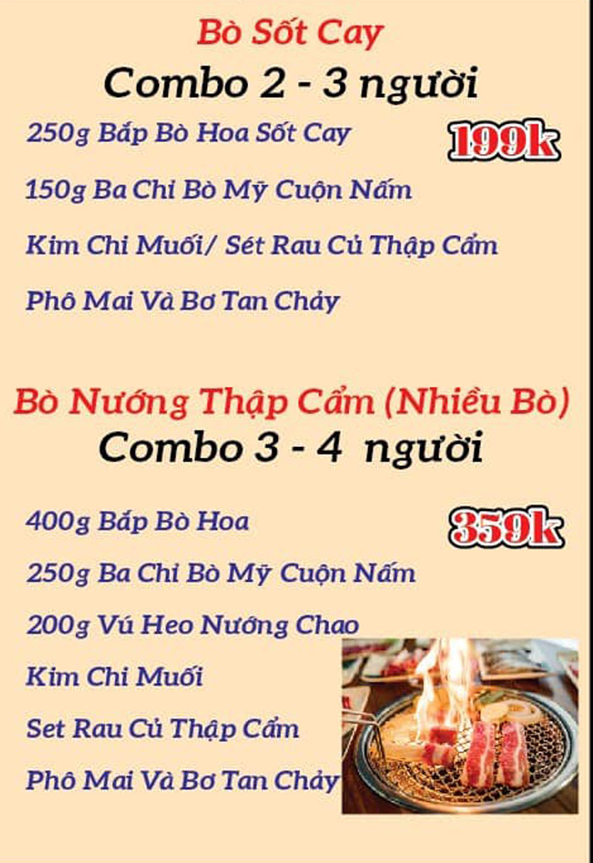 Menu Lẩu Nướng Nhà Vàng - Lâm Văn Bền 5 