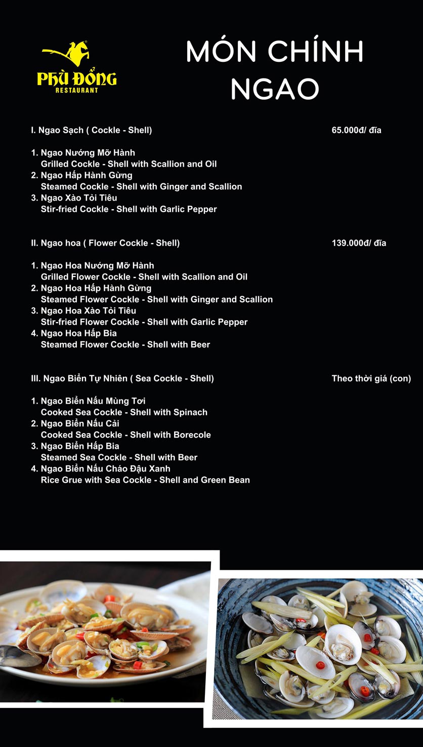 Menu Phù Đổng - Thái Hà 10 