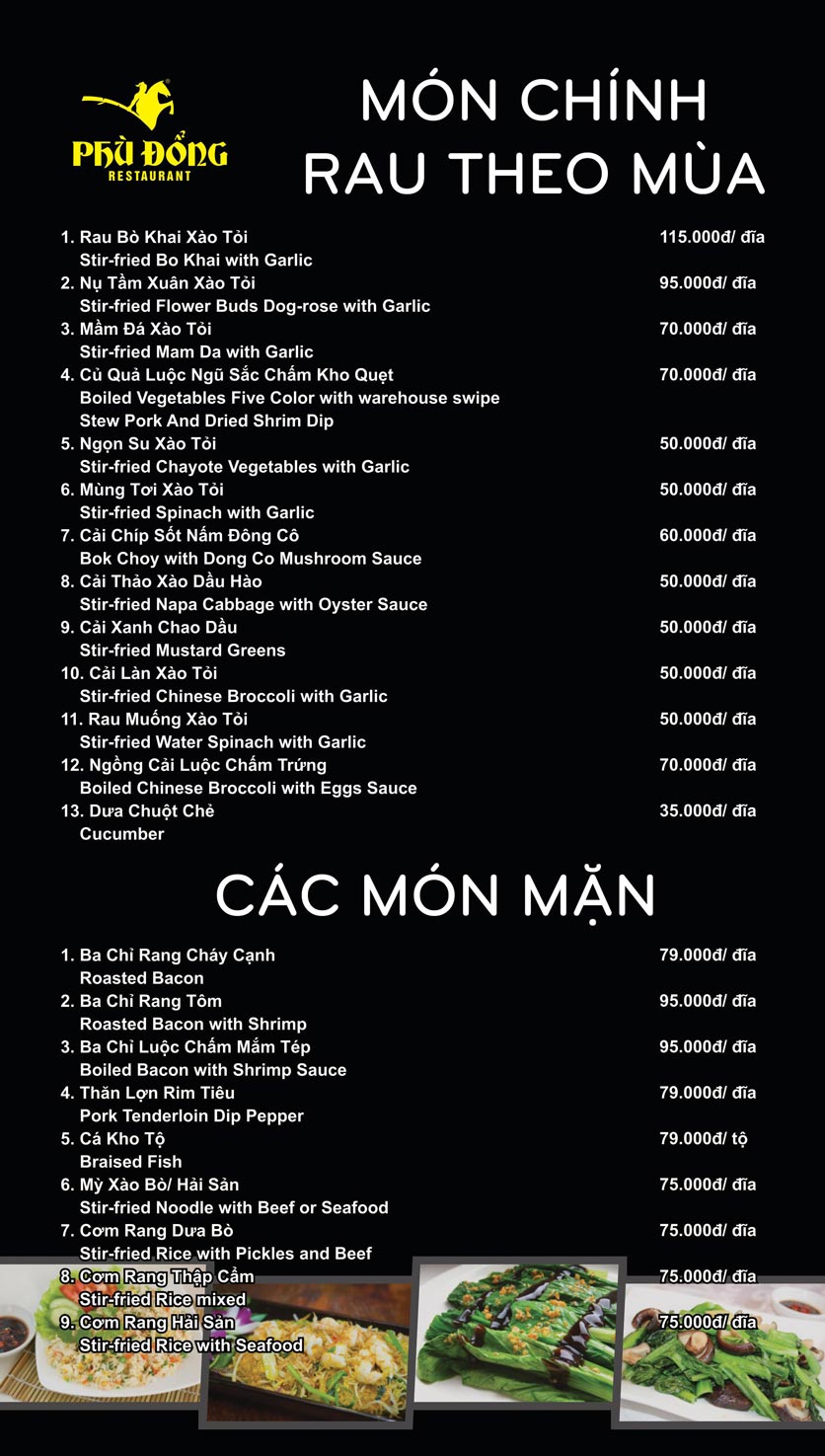 Menu Phù Đổng - Thái Hà 14 