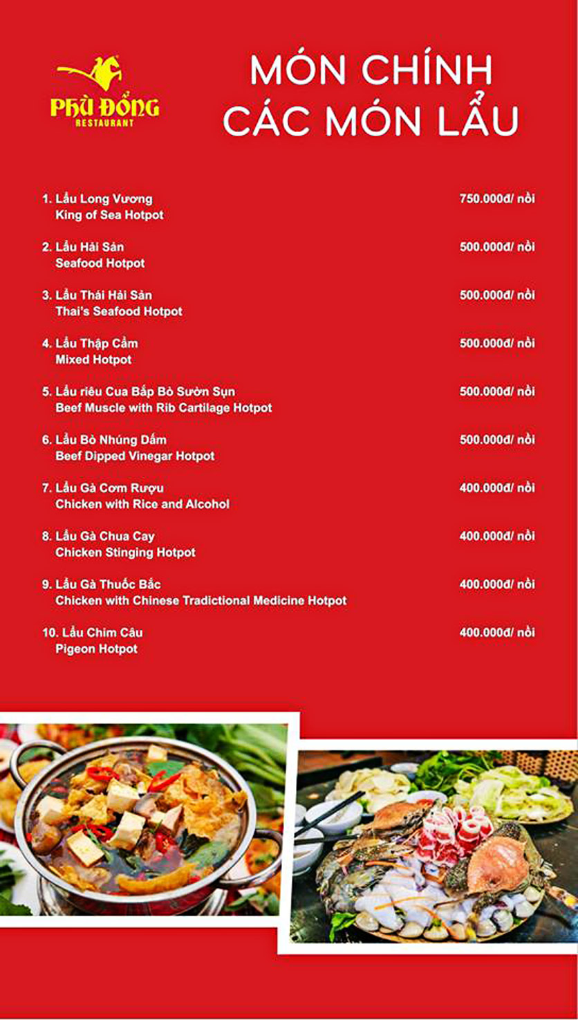 Menu Phù Đổng - Thái Hà 17 