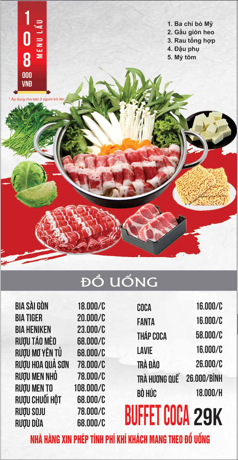 Menu Quán Toọng – Lĩnh Nam 1 