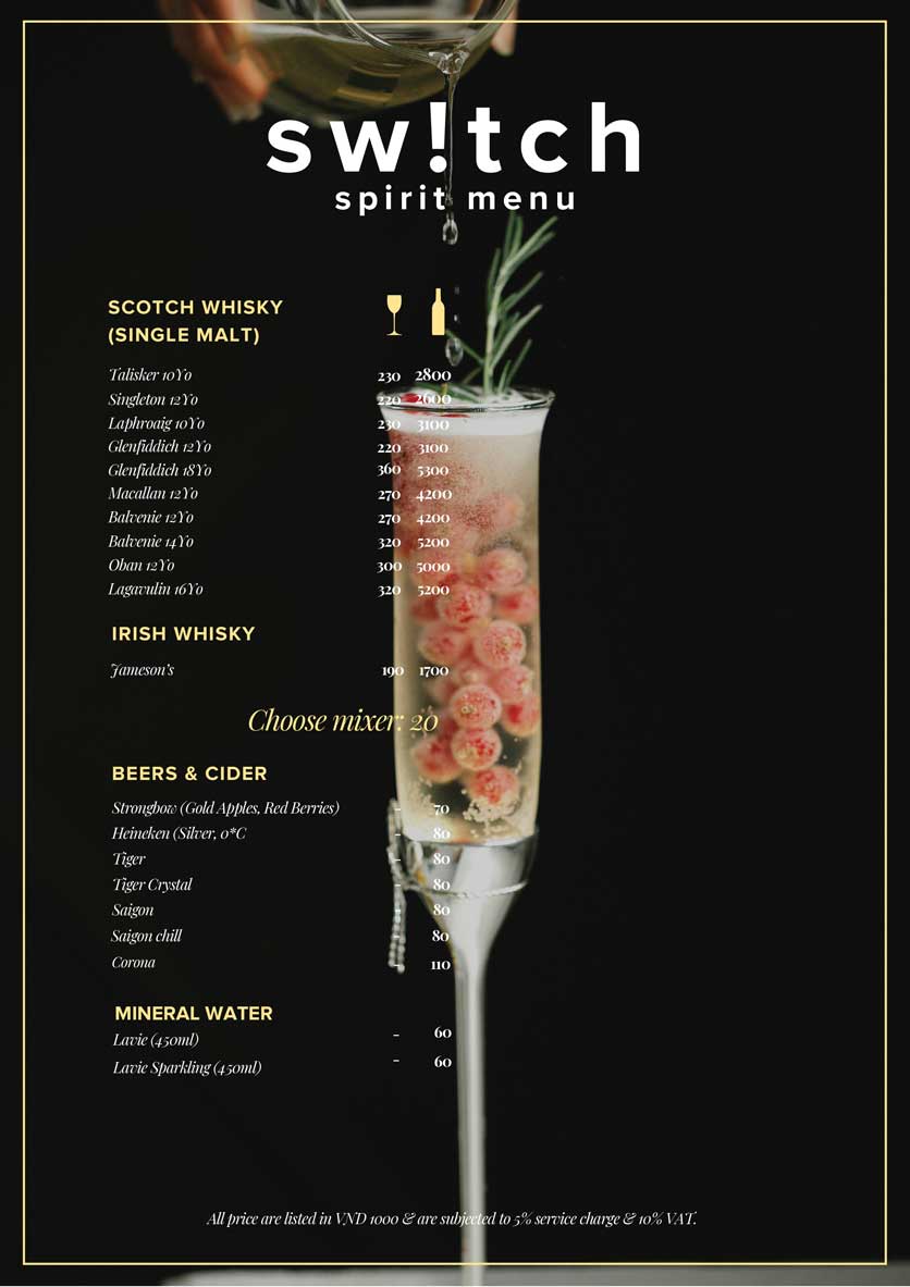 Menu Switch - Wine & Cocktail Bar - Ngô Đức Kế  10 