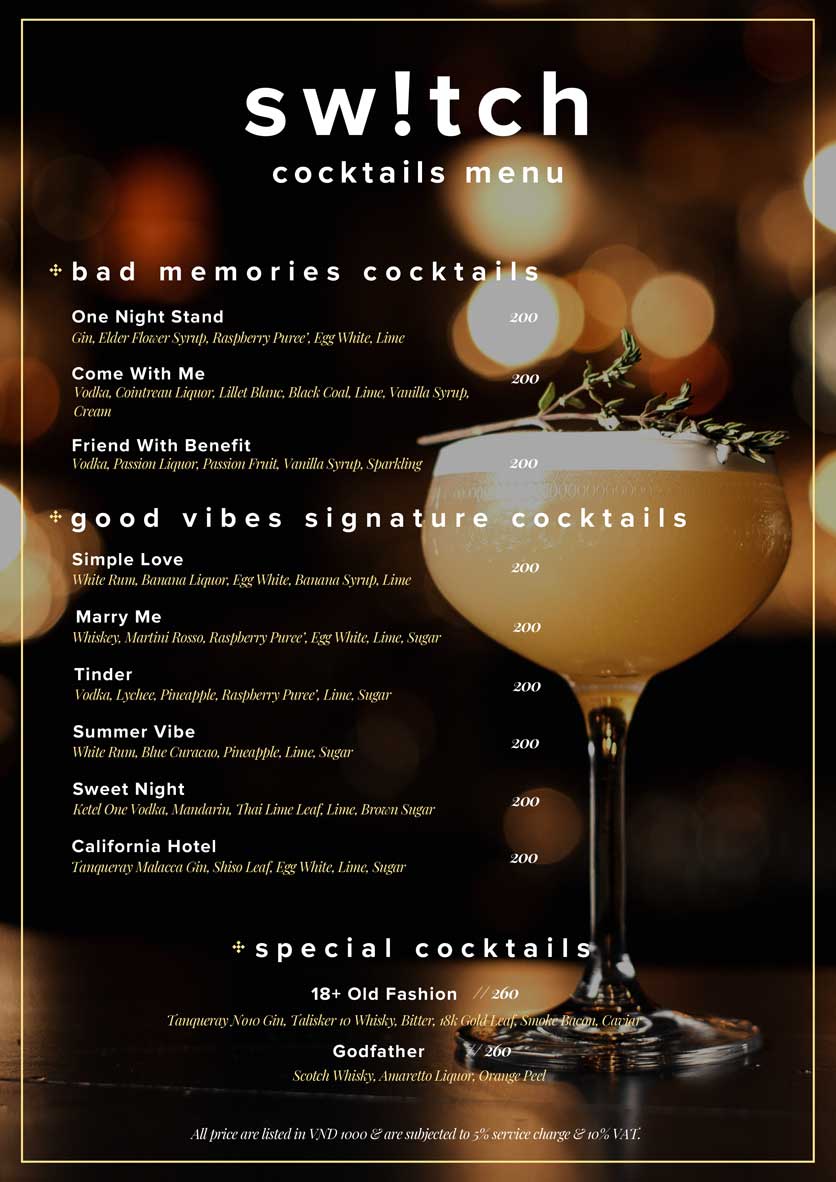 Menu Switch - Wine & Cocktail Bar - Ngô Đức Kế  6 