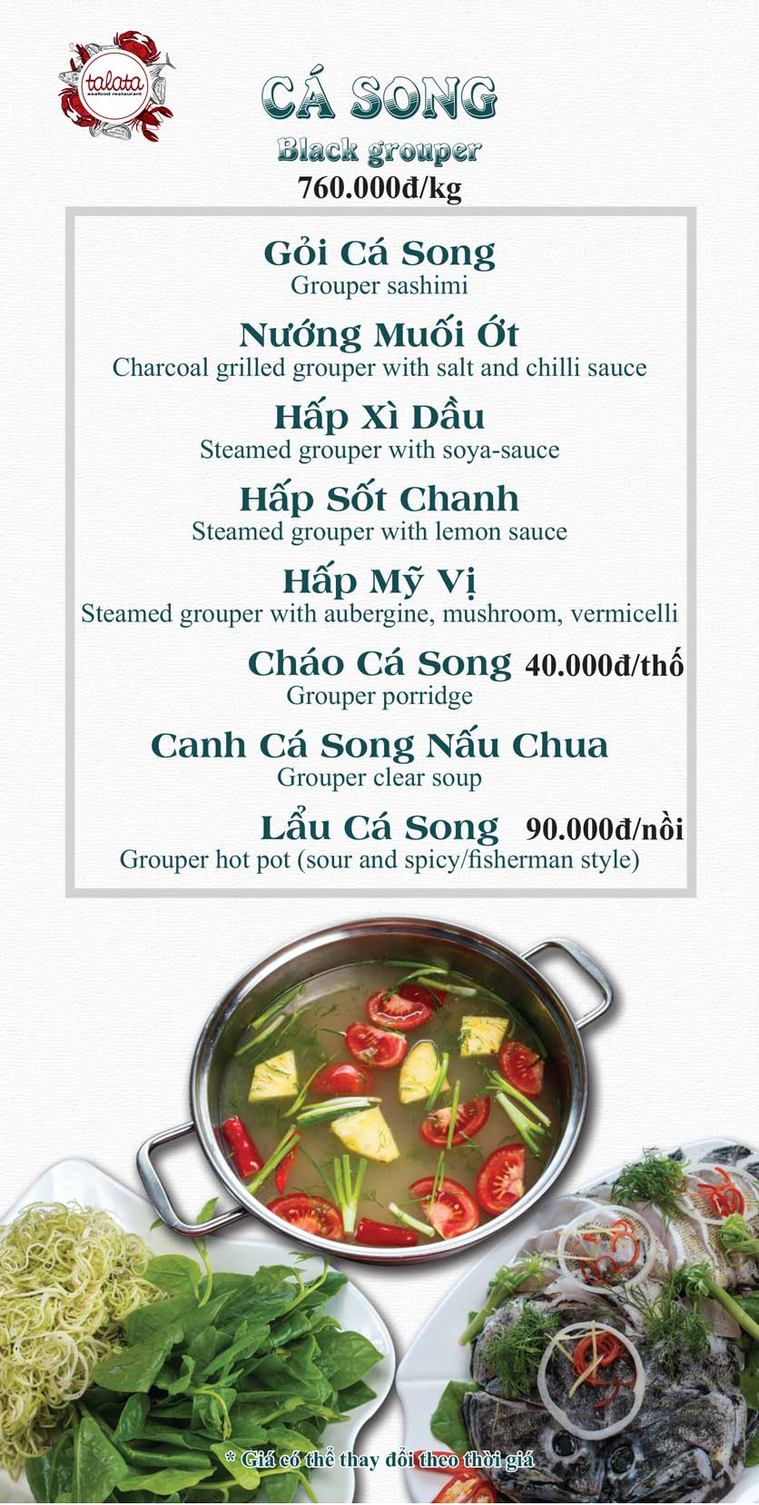 Menu Hải Sản Talata - Huỳnh Thúc Kháng 19 