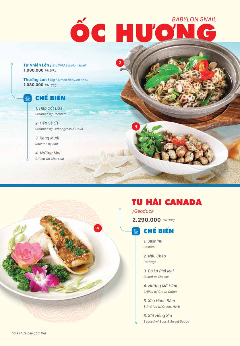 Menu Thế Giới Hải Sản - Điện Biên Phủ 2 