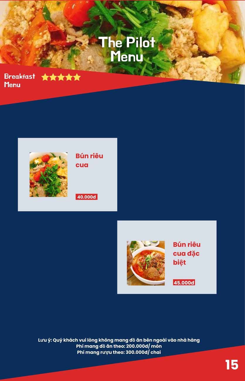 Menu The Pilot - Trịnh Văn Bô 14 