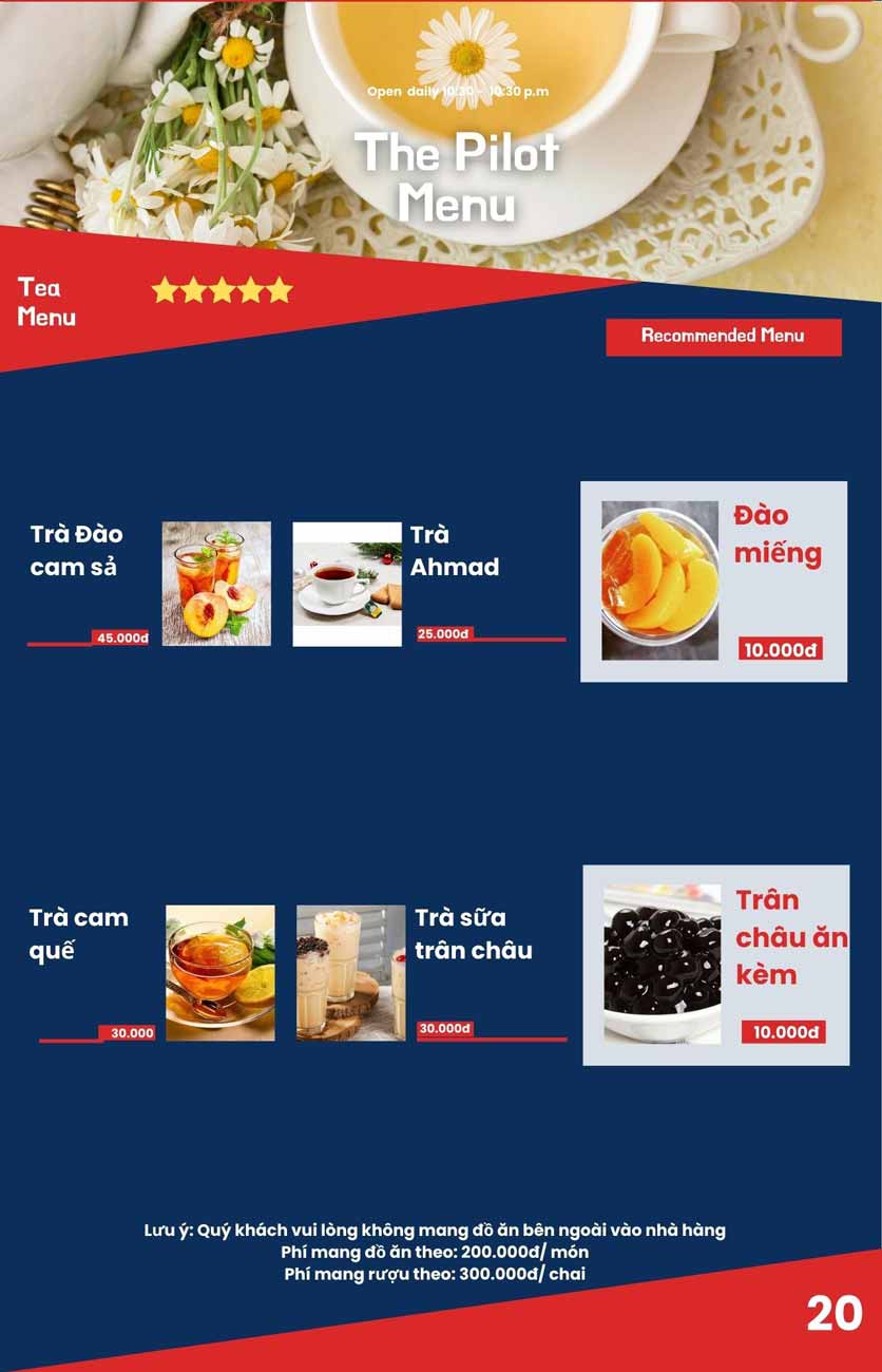 Menu The Pilot - Trịnh Văn Bô 19 