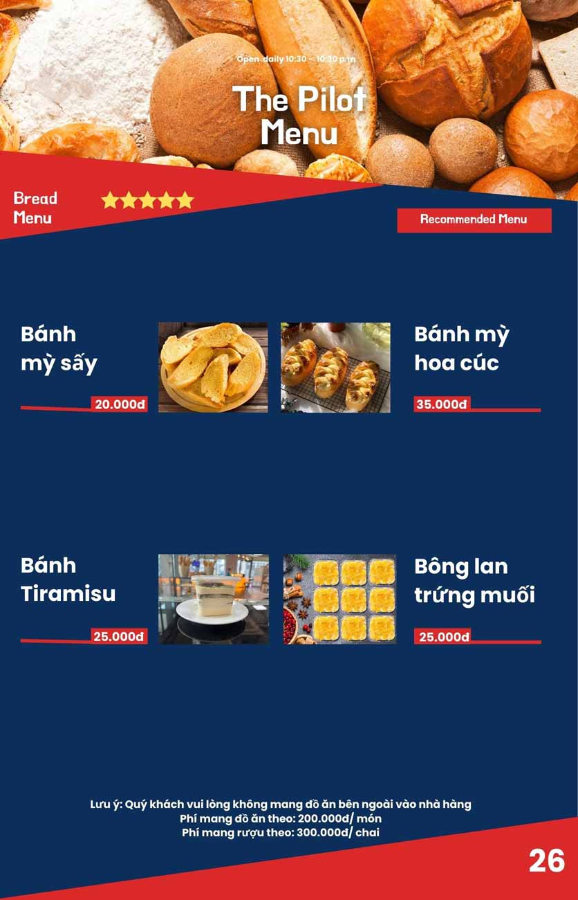 Menu The Pilot - Trịnh Văn Bô 25 