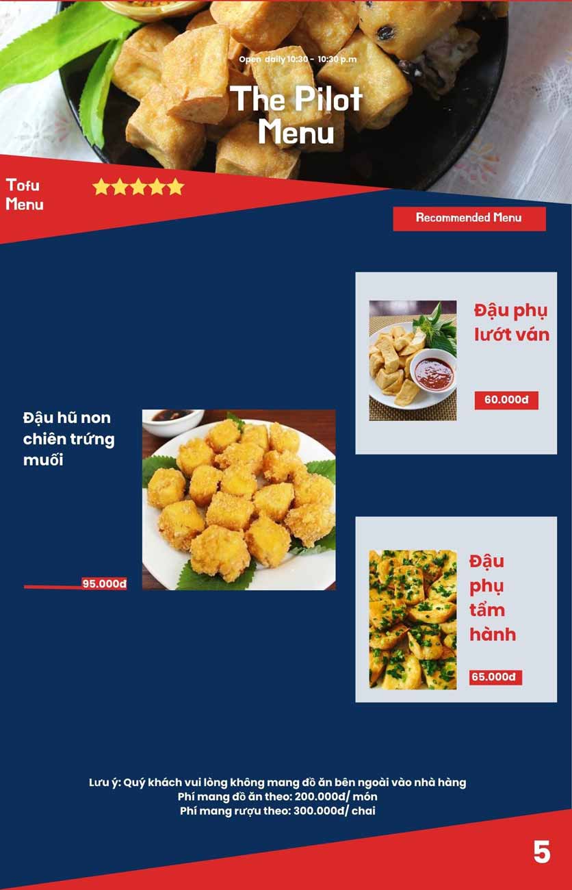 Menu The Pilot - Trịnh Văn Bô 5 