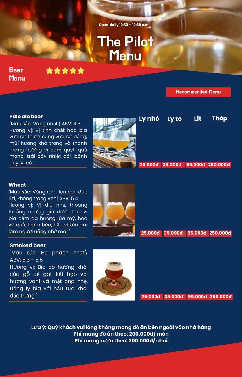 Menu The Pilot - Trịnh Văn Bô 1 