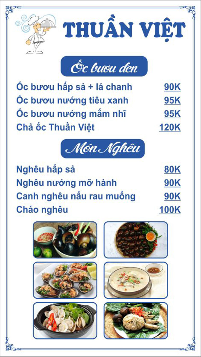 Menu Thuần Việt Restaurant - Đường 30 tháng 4 4