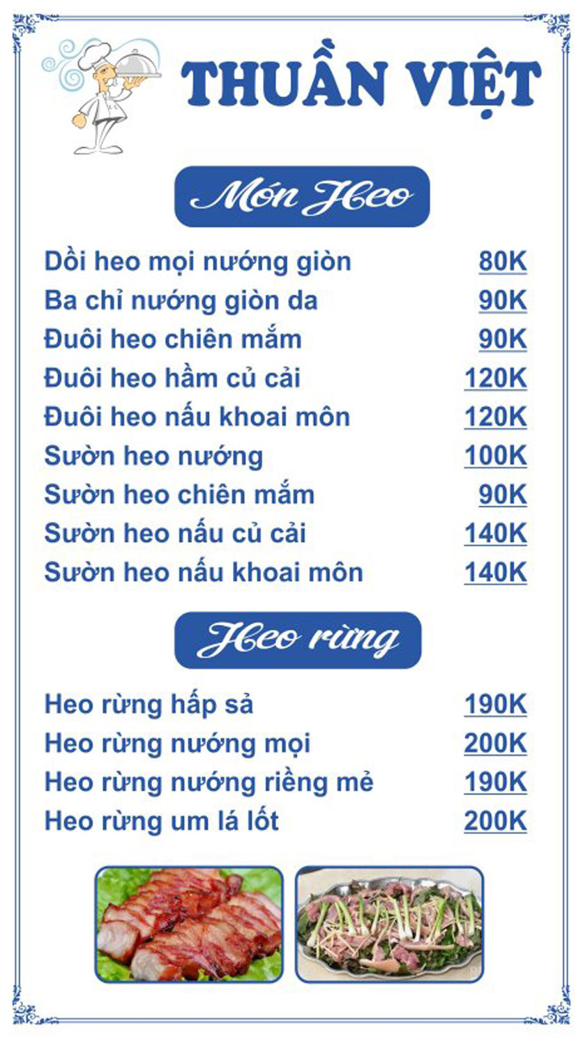 Menu Thuần Việt Restaurant - Đường 30 tháng 4 6