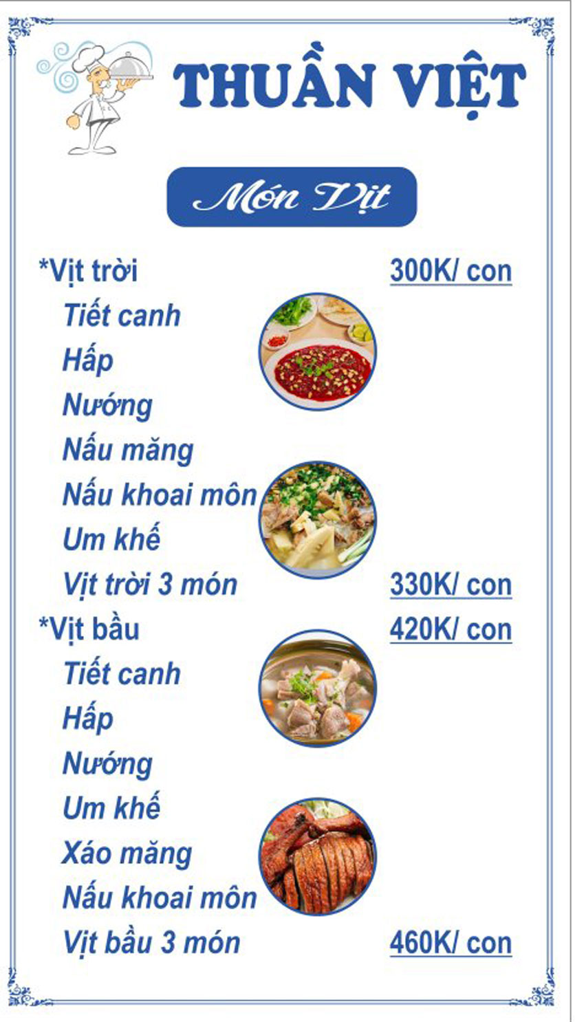 Menu Thuần Việt Restaurant - Đường 30 tháng 4 7