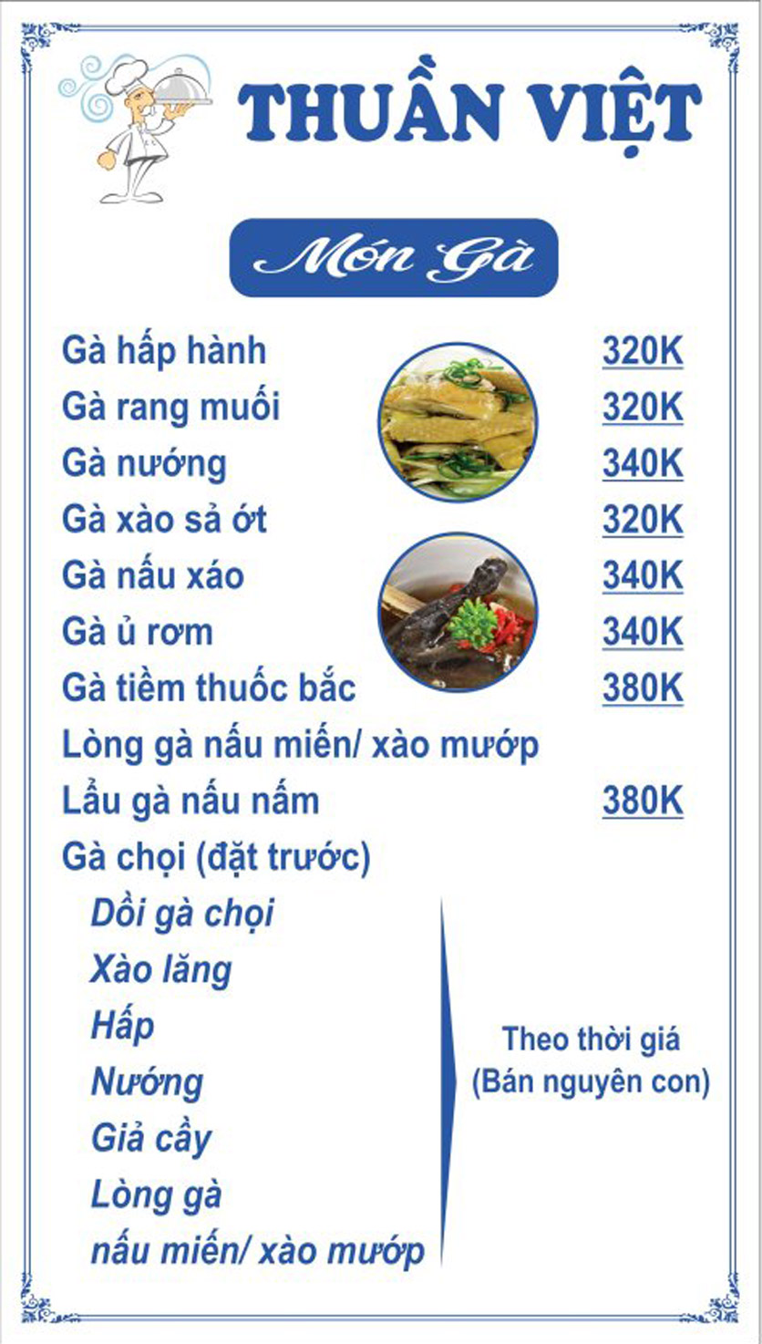 Menu Thuần Việt Restaurant - Đường 30 tháng 4 8