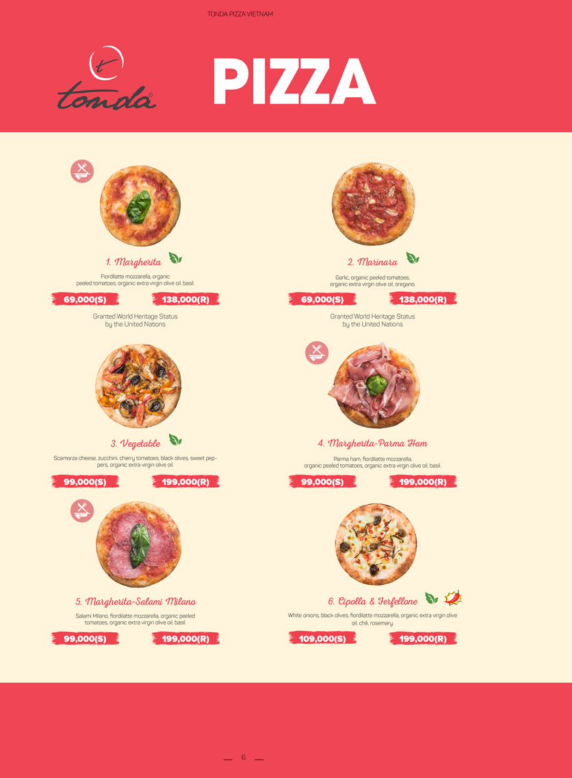 Menu Pizza Tonda - Vincom Thảo Điền 2 