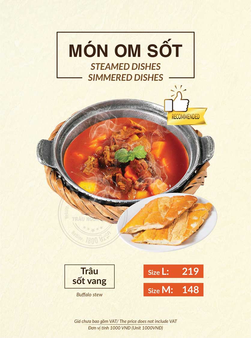 Menu Trâu Ngon Quán - Lê Văn Thiêm 8 