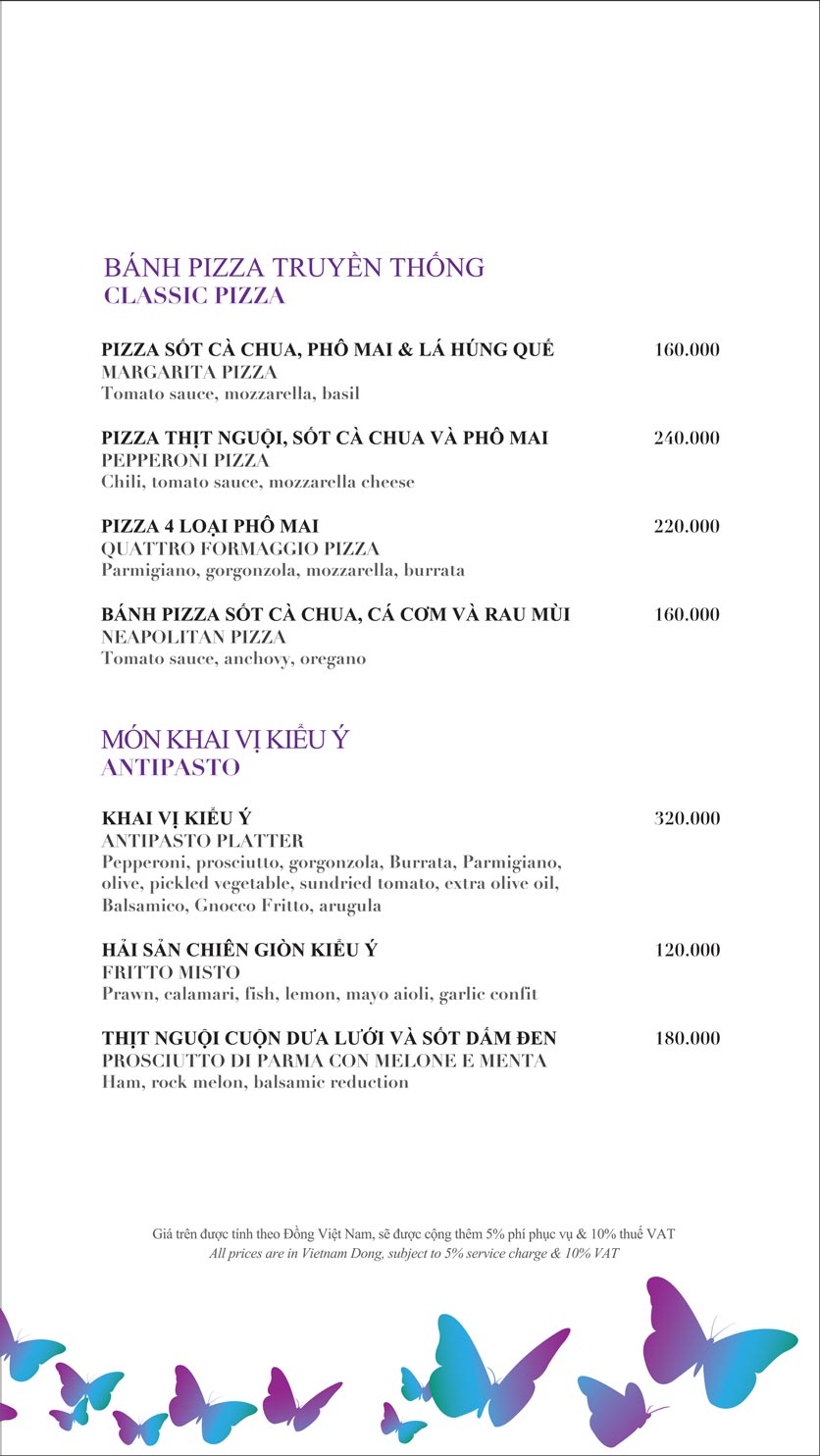 Menu Vanessa Beach Club - Cocobay Đà Nẵng 2