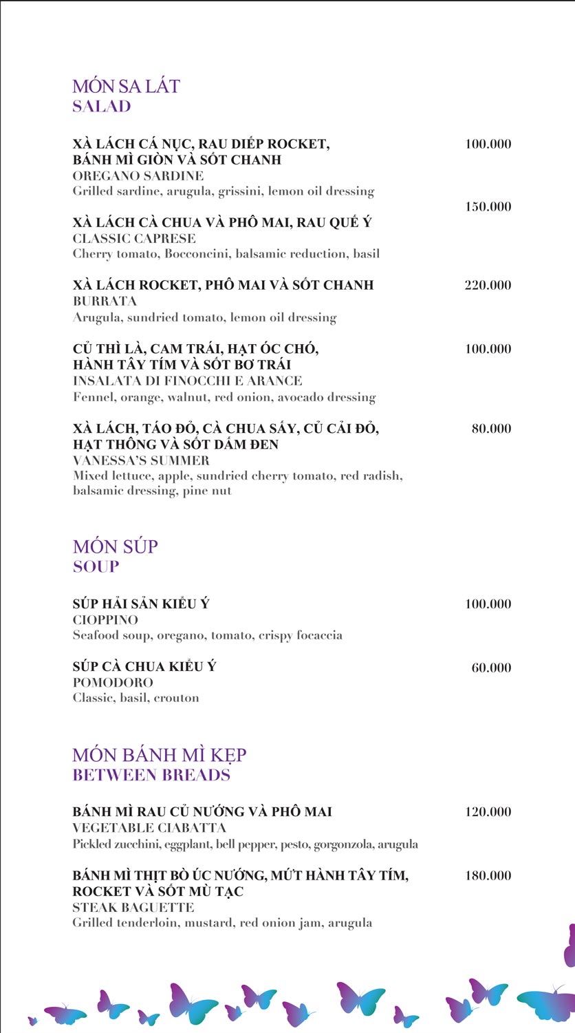 Menu Vanessa Beach Club - Cocobay Đà Nẵng 3