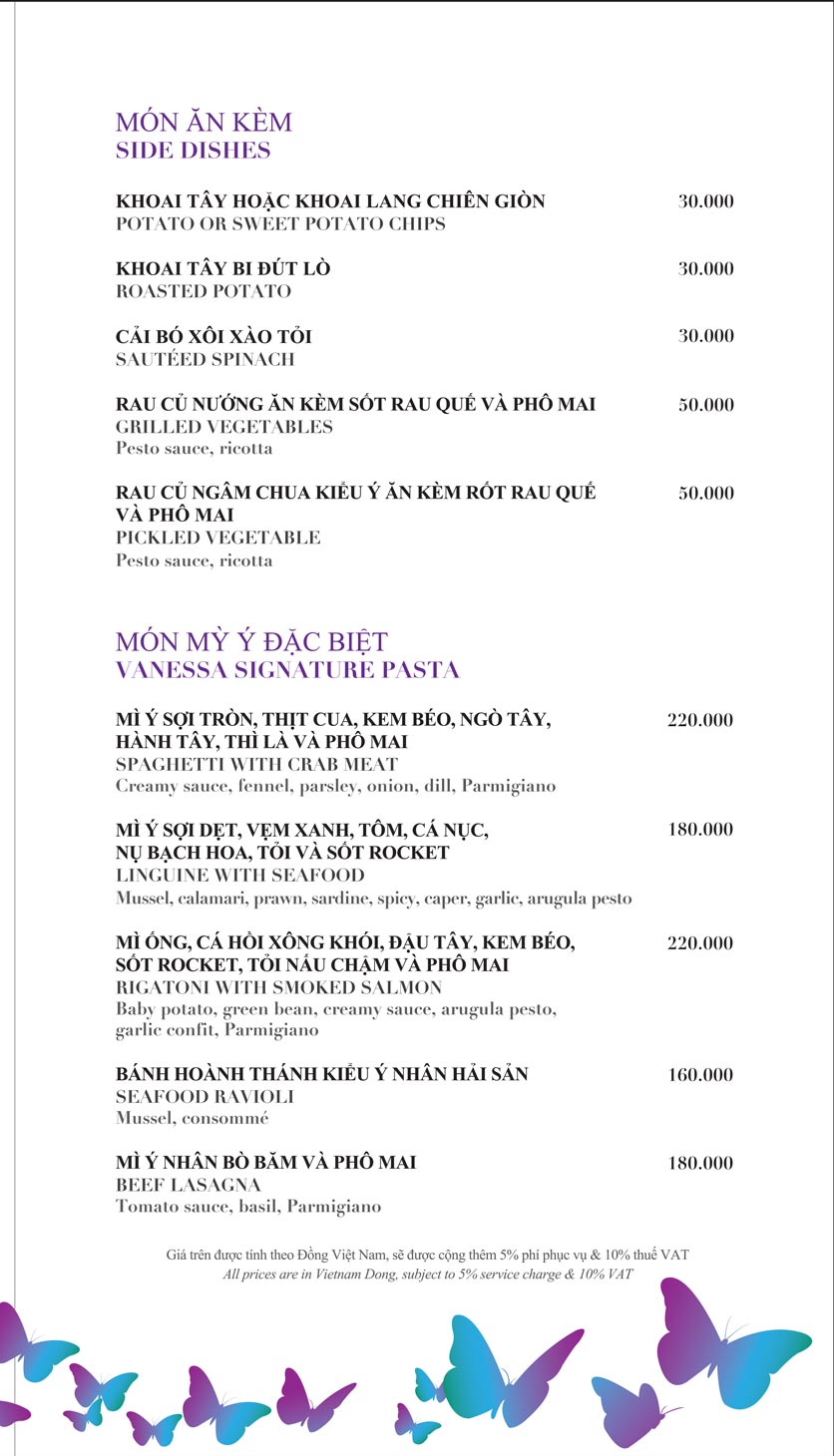 Menu Vanessa Beach Club - Cocobay Đà Nẵng 4