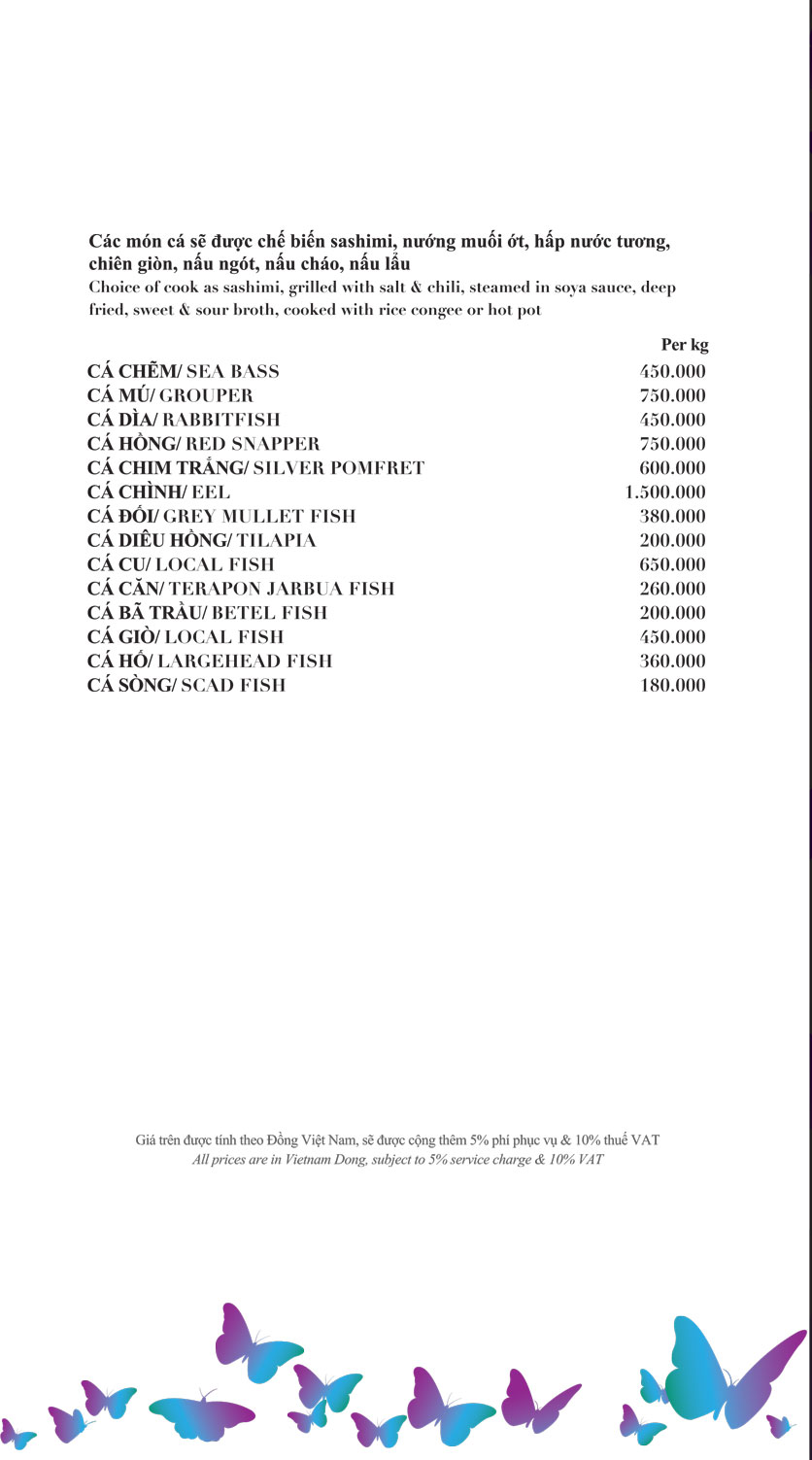 Menu Vanessa Beach Club - Cocobay Đà Nẵng 7