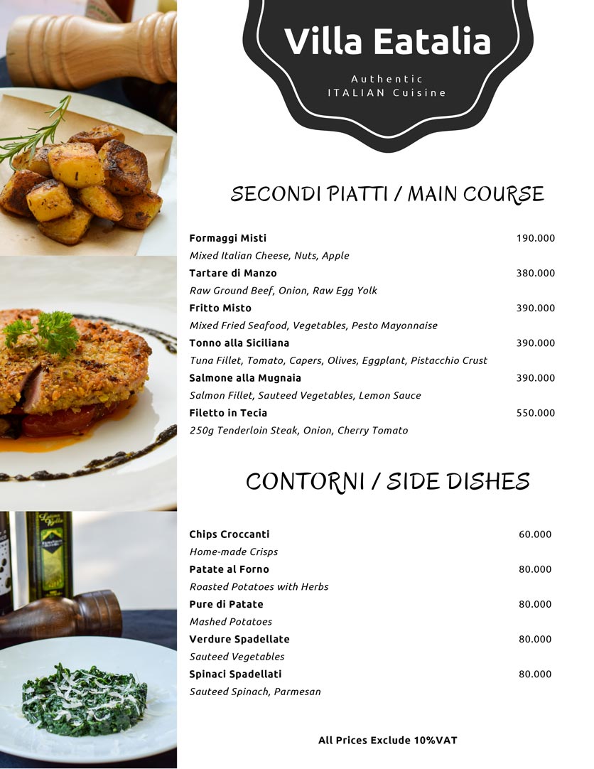 Menu Villa Eatalia - Italian Food - Quảng Bá 4