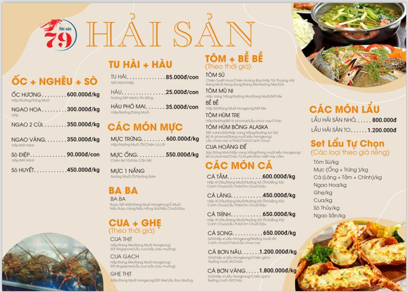 Menu Vựa Hải Sản Cửa Lò - Huỳnh Thúc Kháng 2