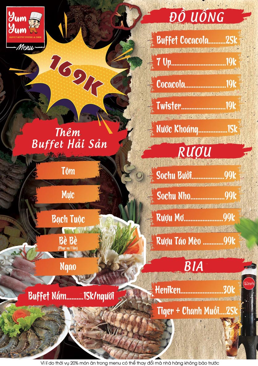 Nhà hàng Yum Yum Buffet Hotpot Station Đường Láng Buffet Lẩu
