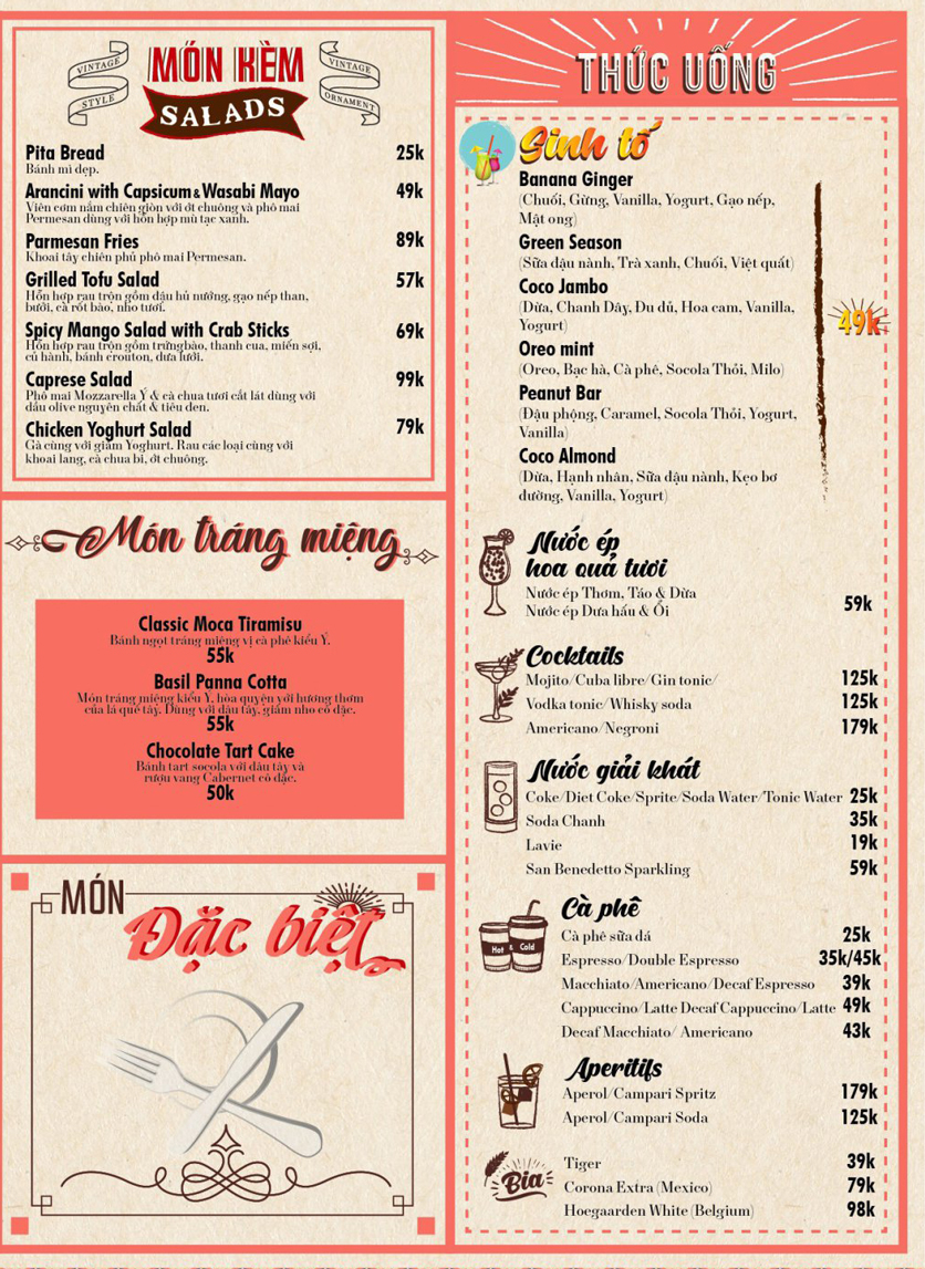 Menu Pasta Fresca Avenue – Phan Xích Long 2