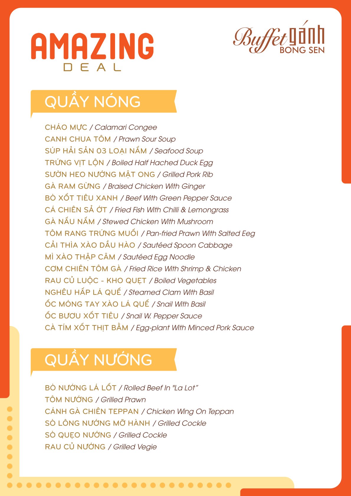 Menu Buffet Gánh - Khách Sạn Bông Sen 6