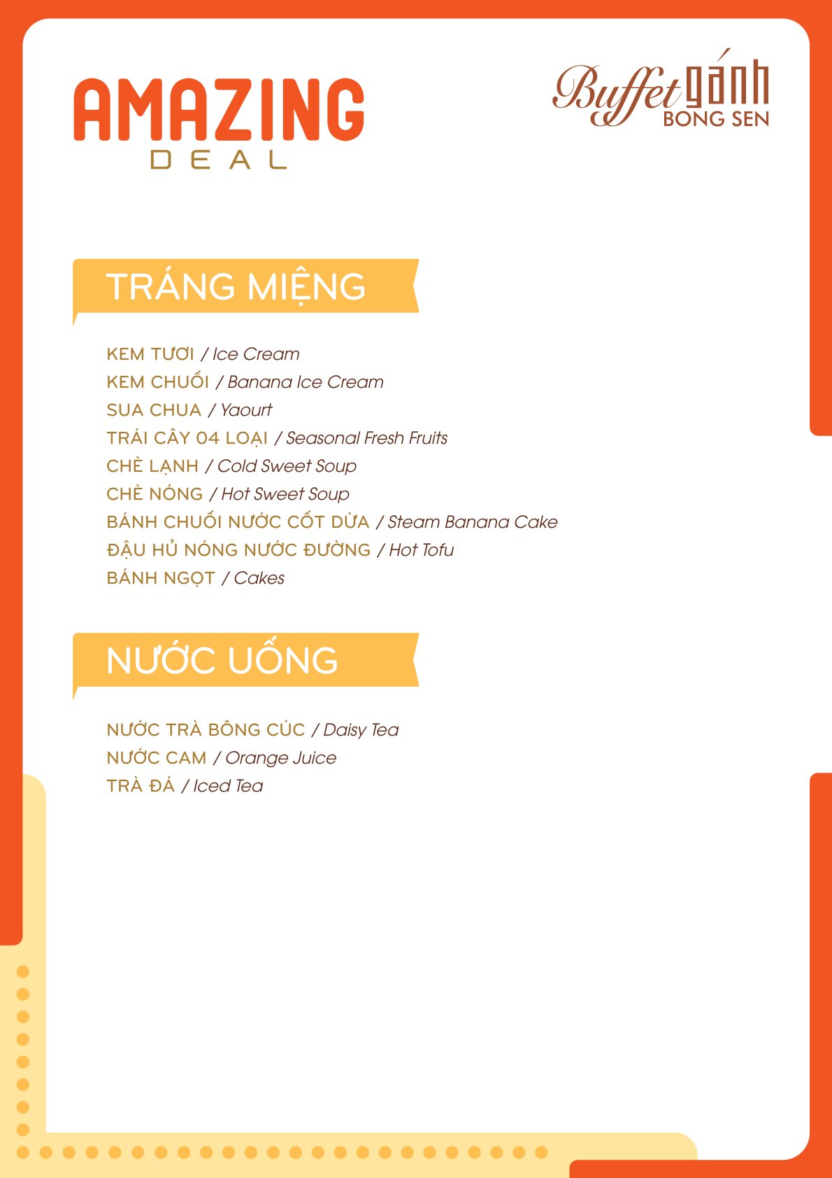 Menu Buffet Gánh - Khách Sạn Bông Sen 7
