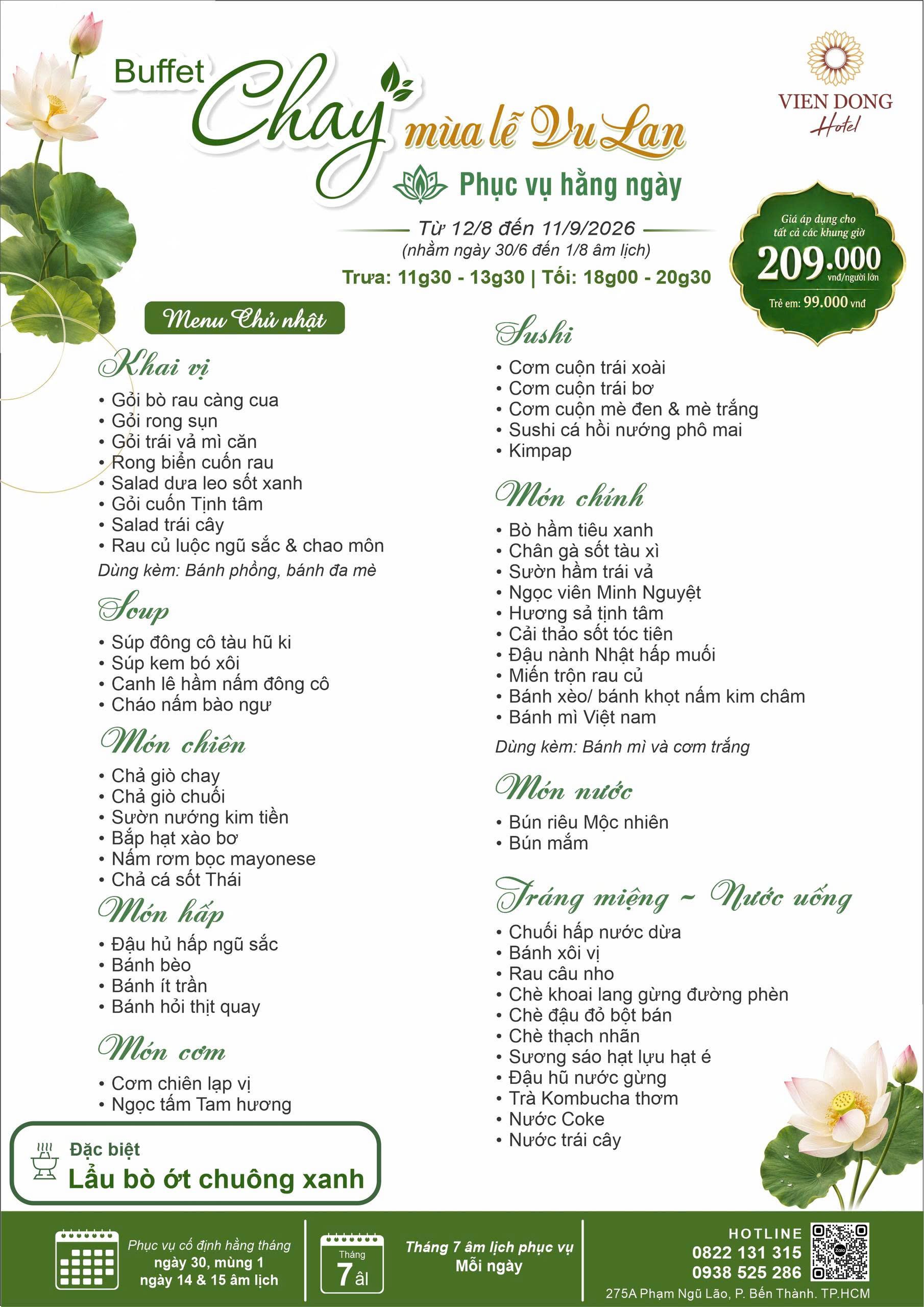 Menu Buffet Chay - Khách Sạn Viễn Đông 7 