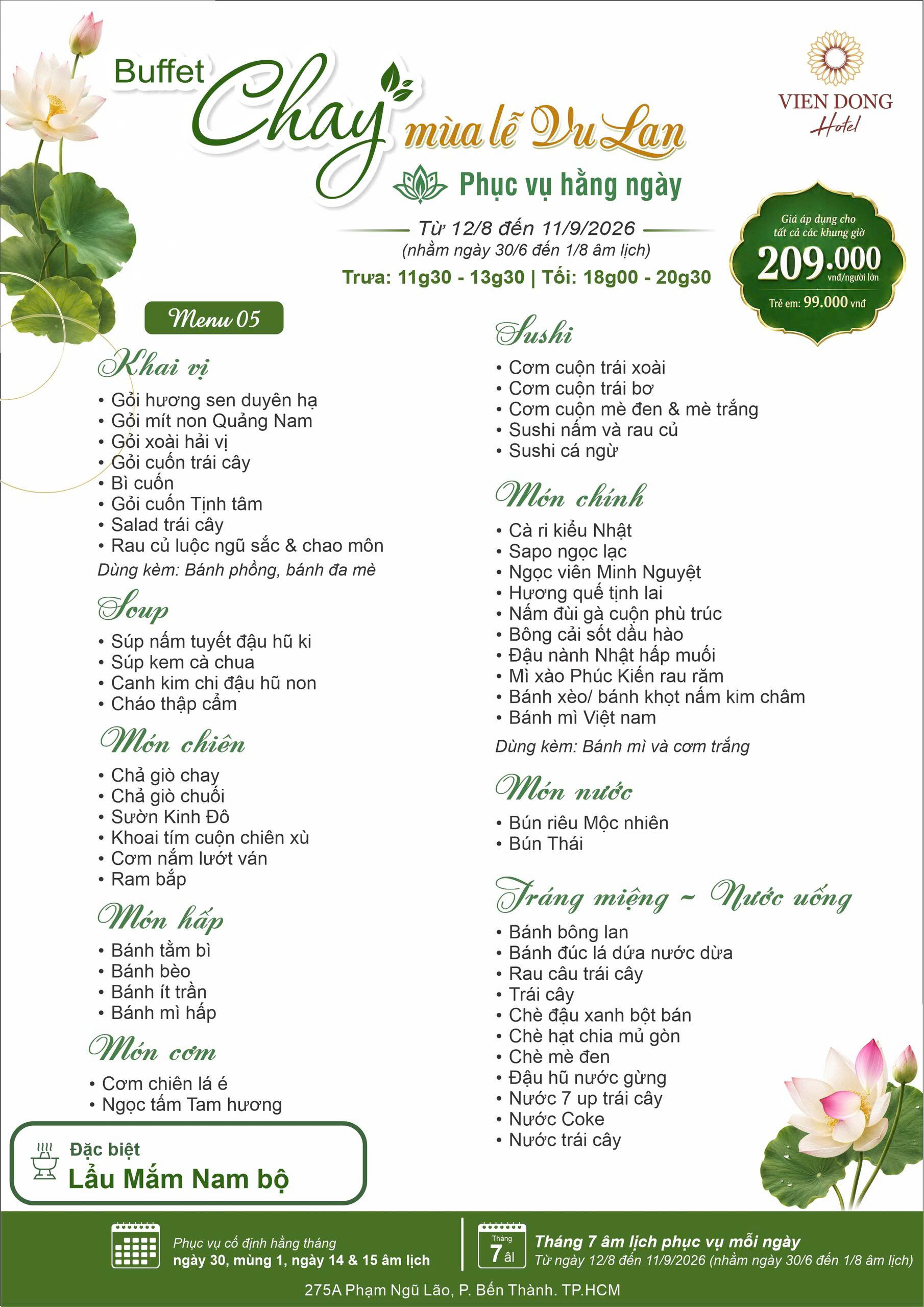 Menu Buffet Chay - Khách Sạn Viễn Đông 4 