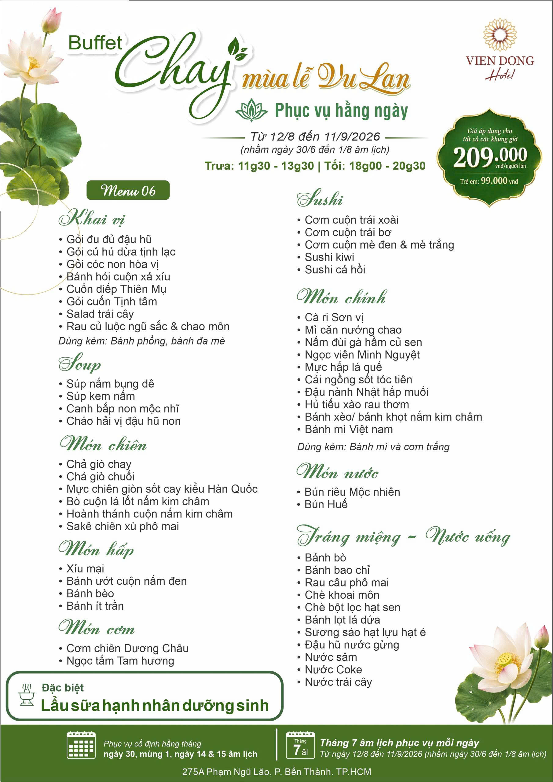Menu Buffet Chay - Khách Sạn Viễn Đông 5 