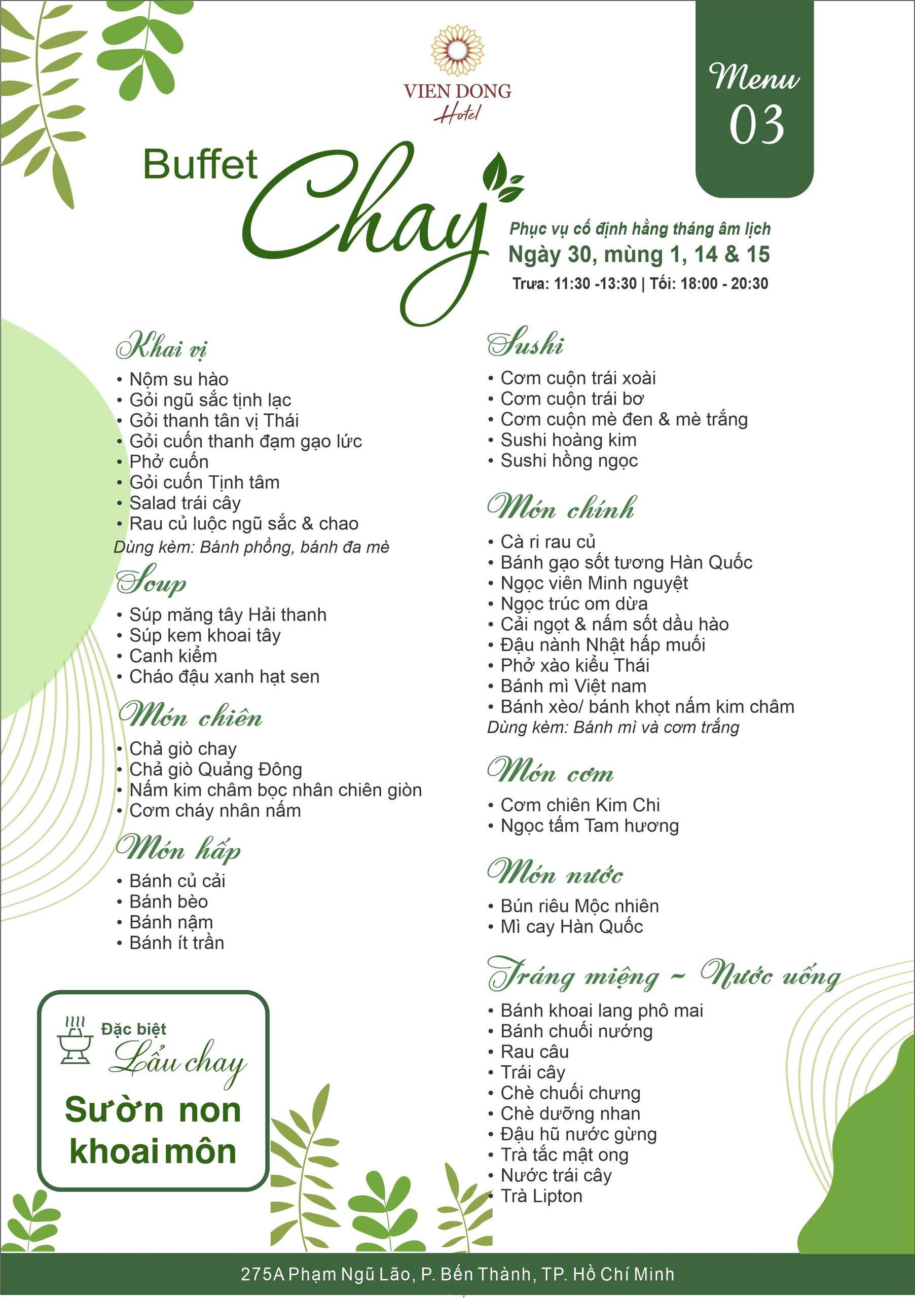 Menu Buffet Chay - Khách Sạn Viễn Đông 3