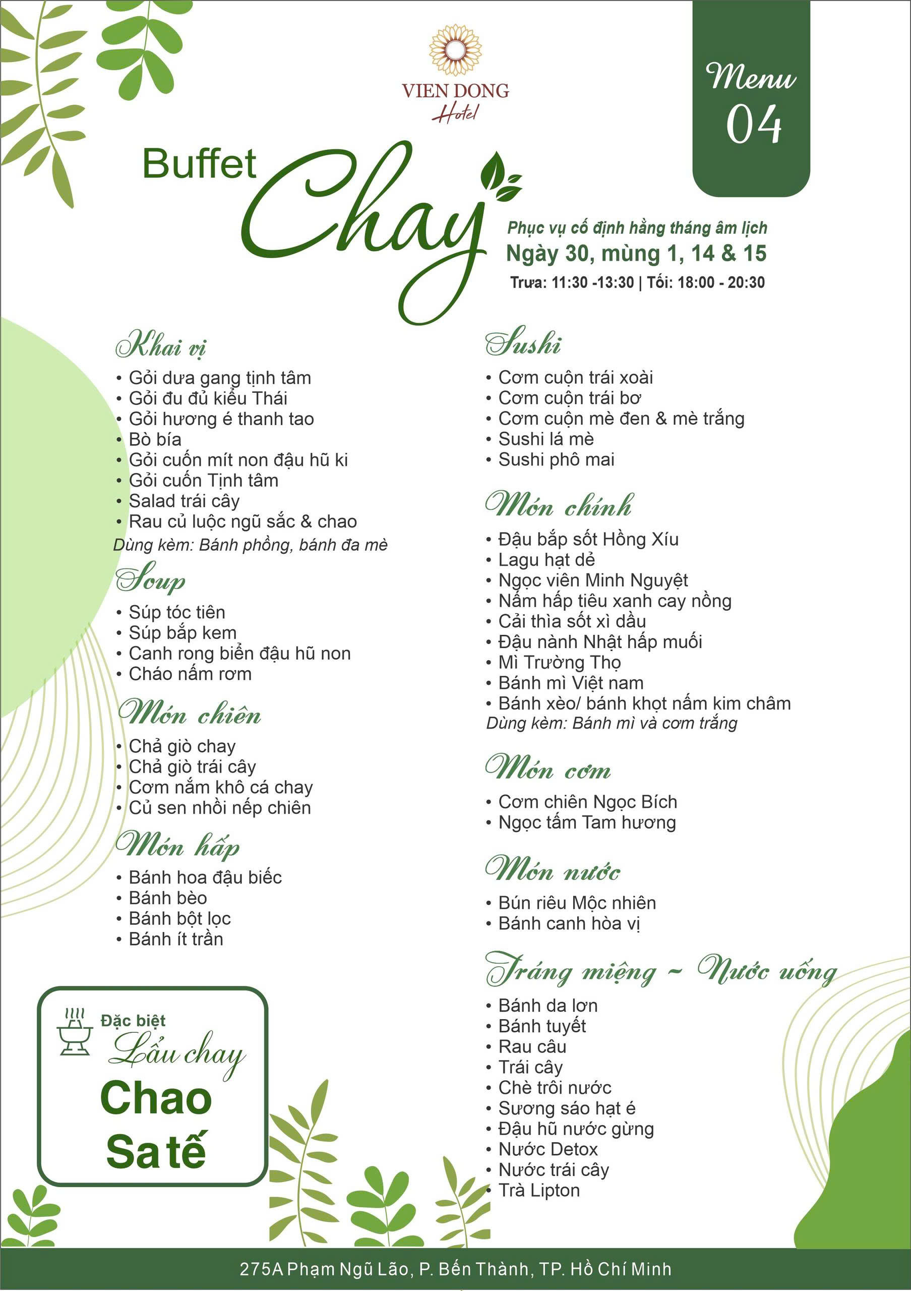 Menu Buffet Chay - Khách Sạn Viễn Đông 4
