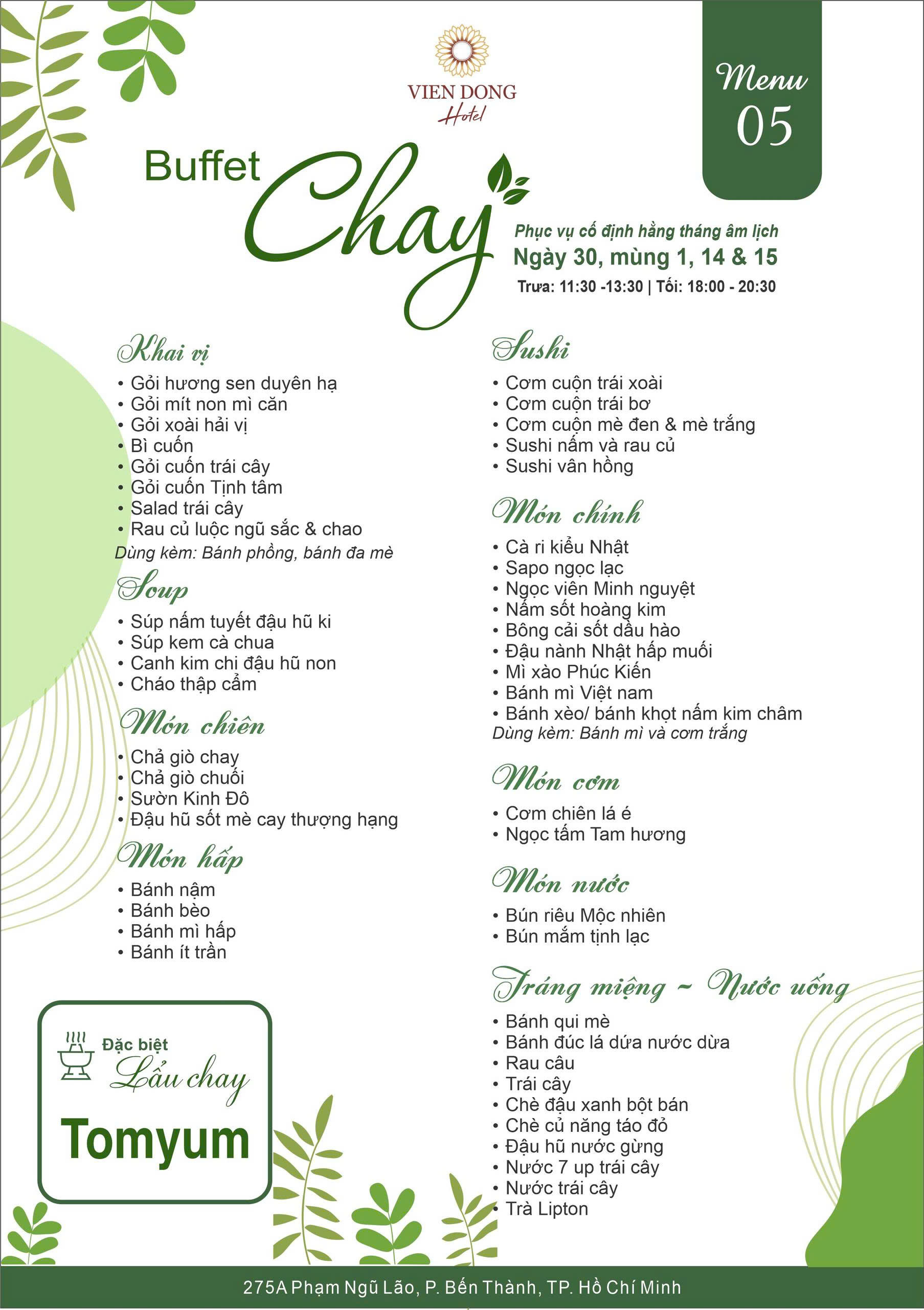 Menu Buffet Chay - Khách Sạn Viễn Đông 5