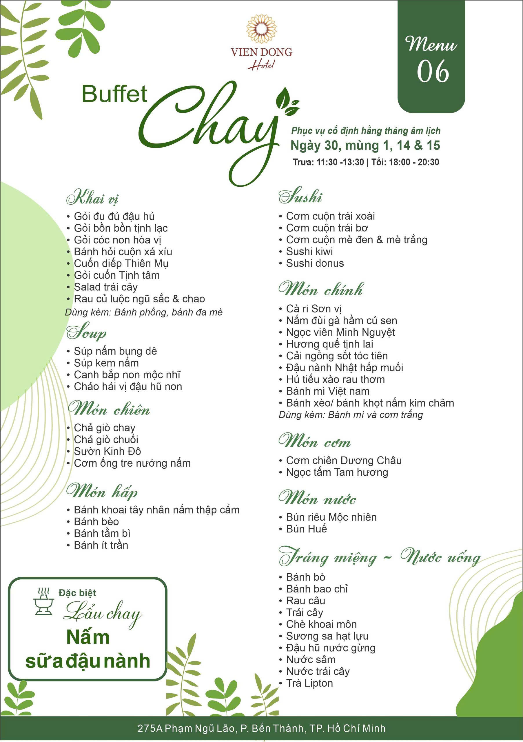 Menu Buffet Chay - Khách Sạn Viễn Đông 6