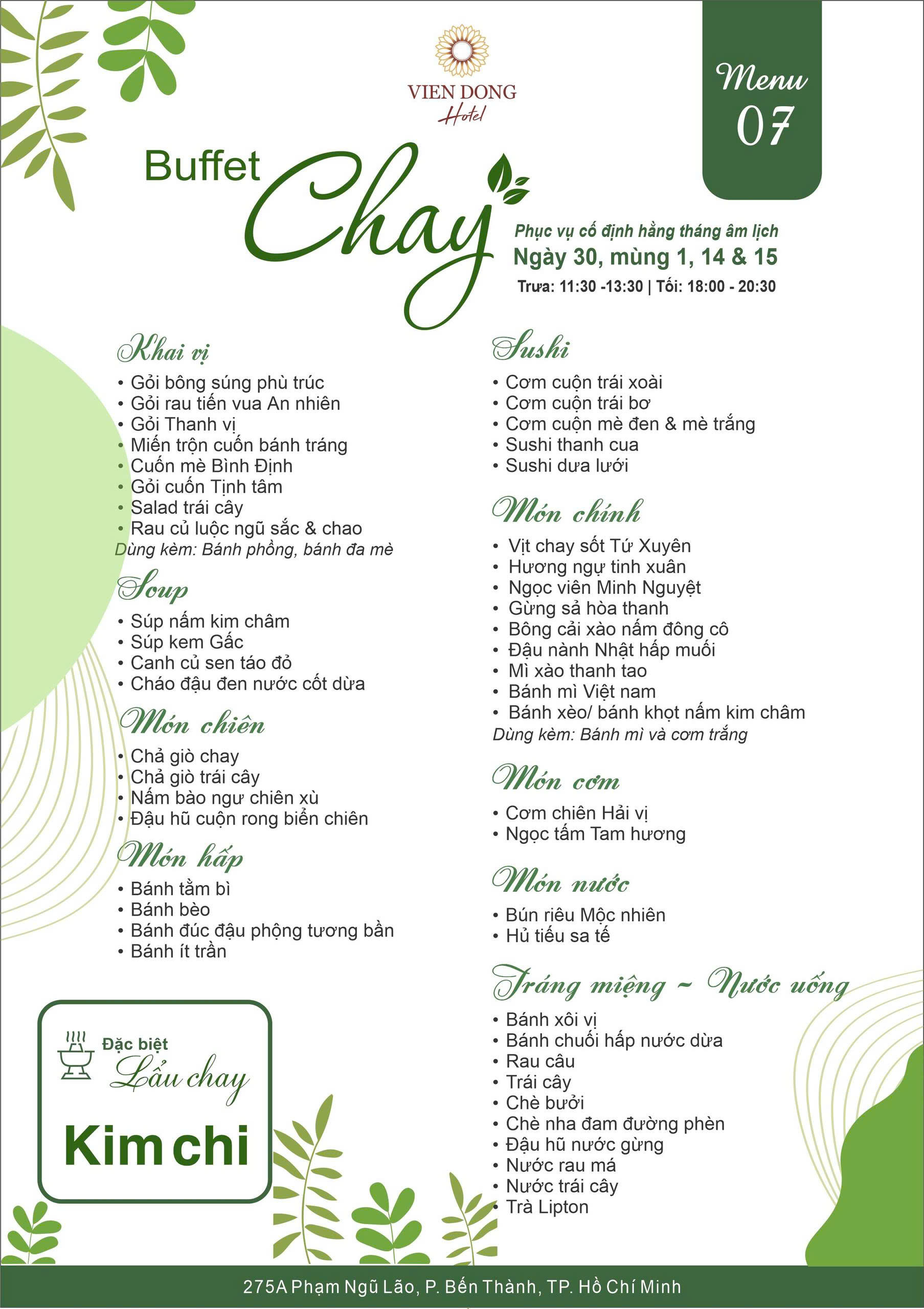 Menu Buffet Chay - Khách Sạn Viễn Đông 7