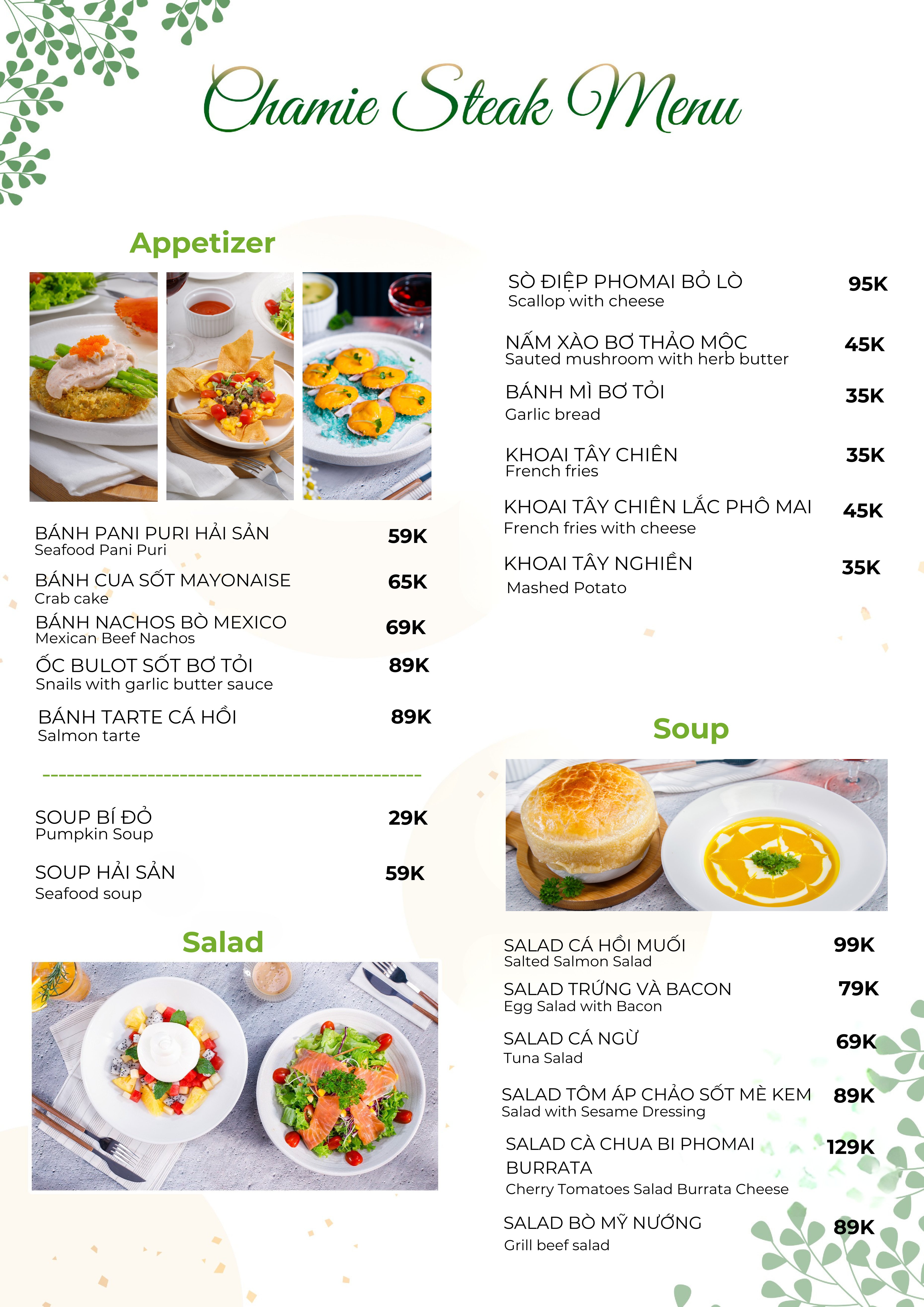 Menu Chamie Steak - Trần Quang Diệu 2