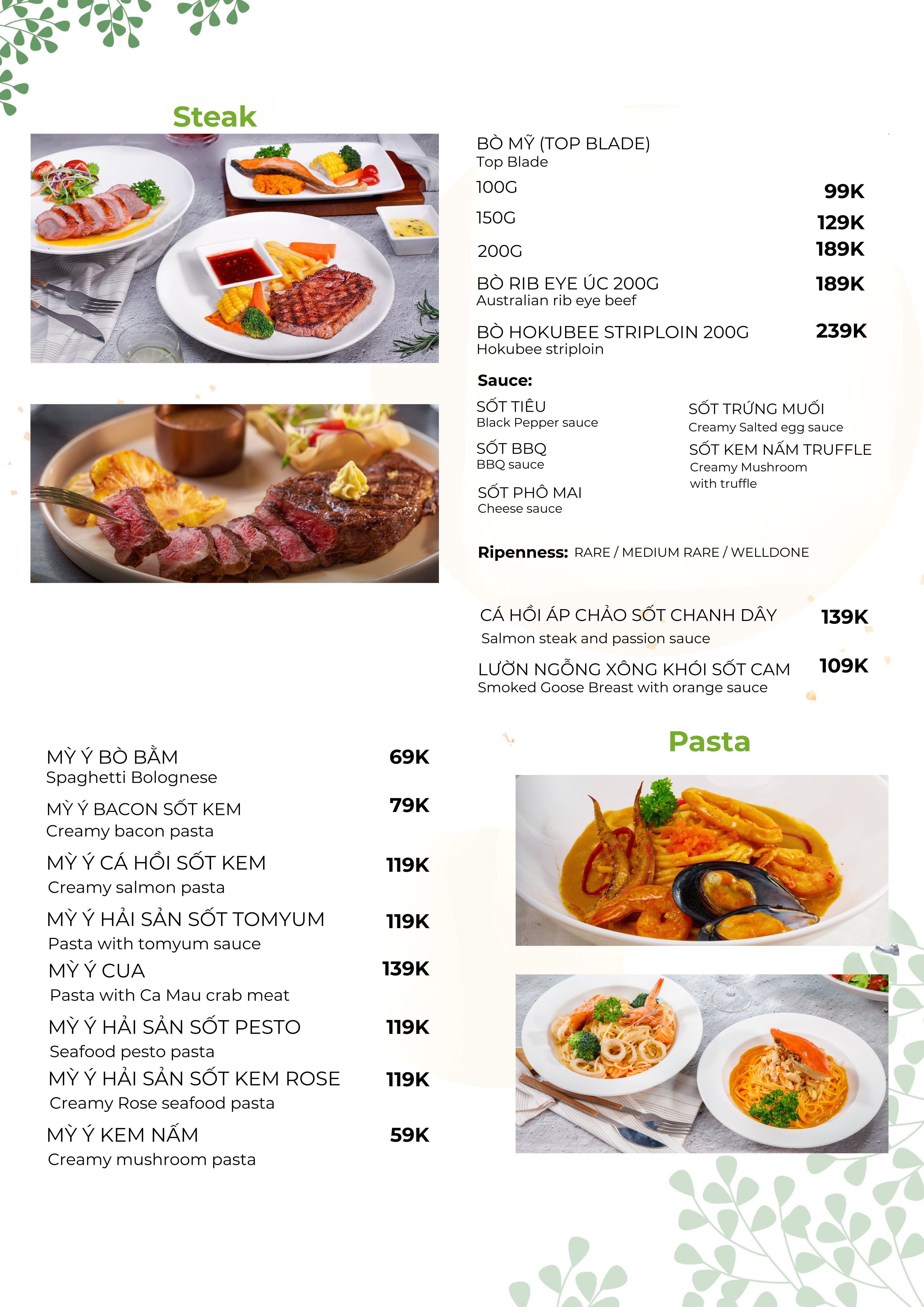 Menu Chamie Steak - Trần Quang Diệu 3