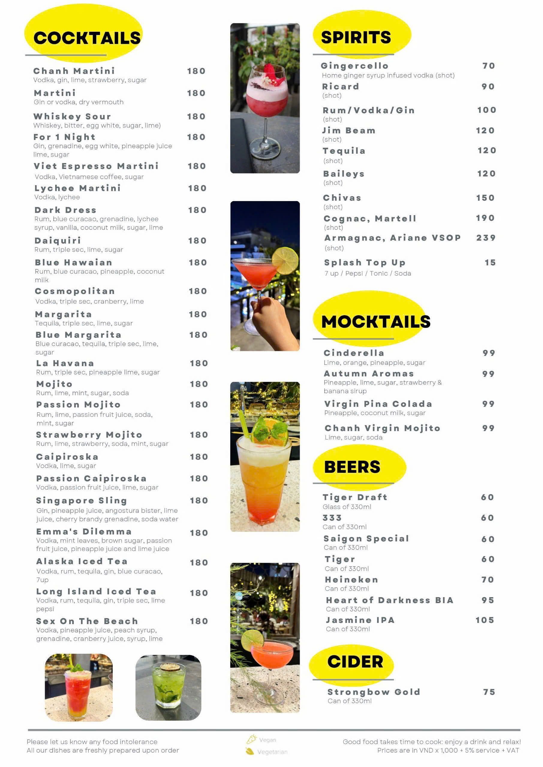 Menu Chanh Bistro Rooftop Saigon - Lý Tự Trọng 7